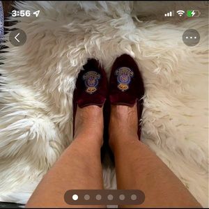 Polo Ralph Lauren rare velvet slippers with gold metallic logo